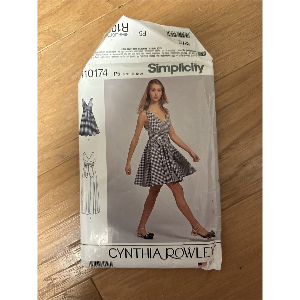 Simplicity S8916 Cynthia Rowley Back Wrap Dress Pattern Misses Sizes 12-20 NEW